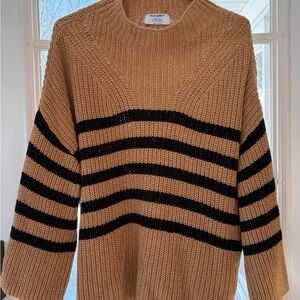 Old Navy Tan and Black Striped Turtleneck Sweater